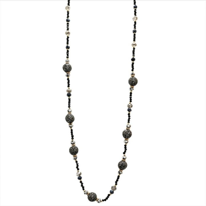 Collana Perline Lunga Pretoria Nera
