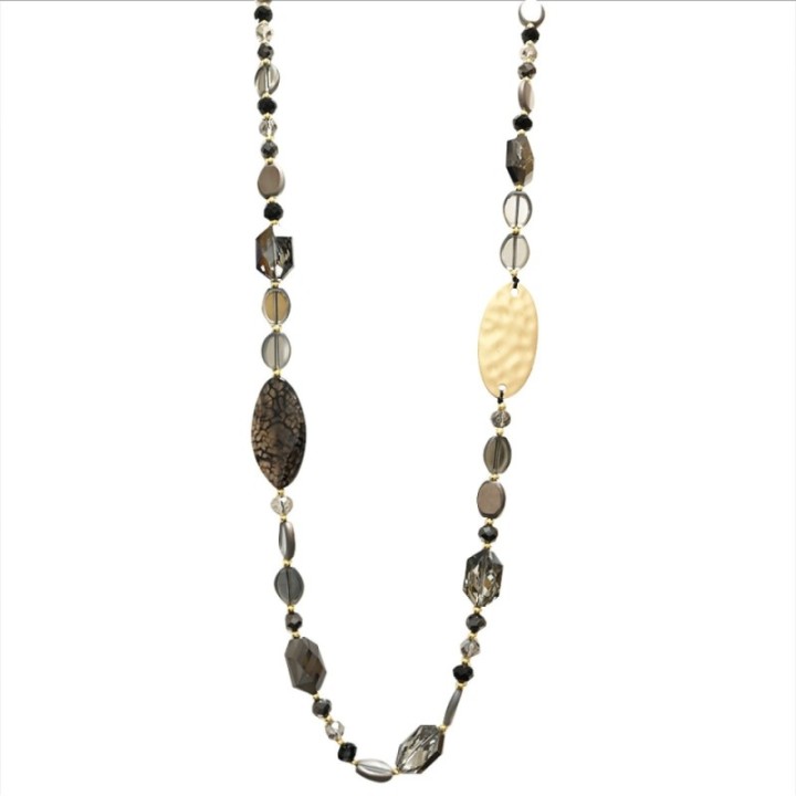 Collana Perline Lunga Caracas Nera