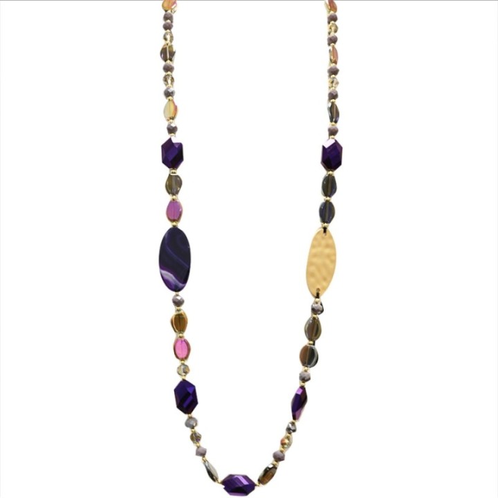 Collana Perline Lunga Caracas Viola