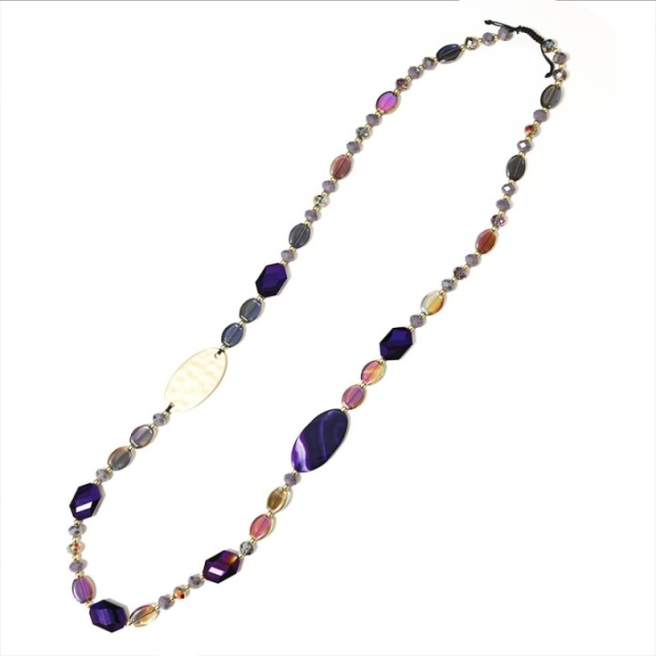 Collana Perline Lunga Caracas Viola