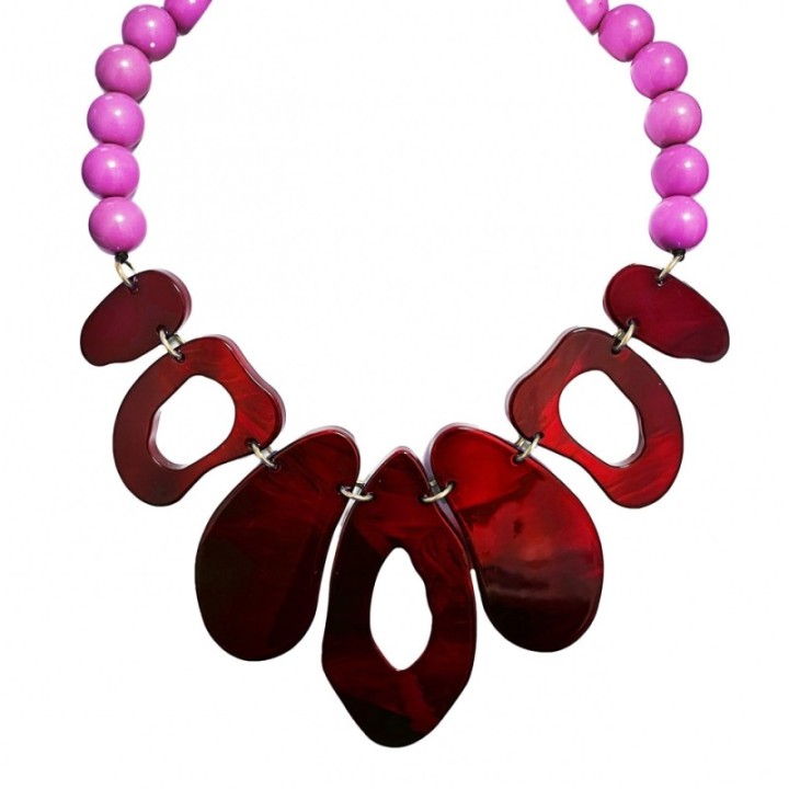 Collier Perline Gusci di Mare Fucsia
