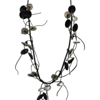 Collana Resina Corda Lunga Grigio-Nera