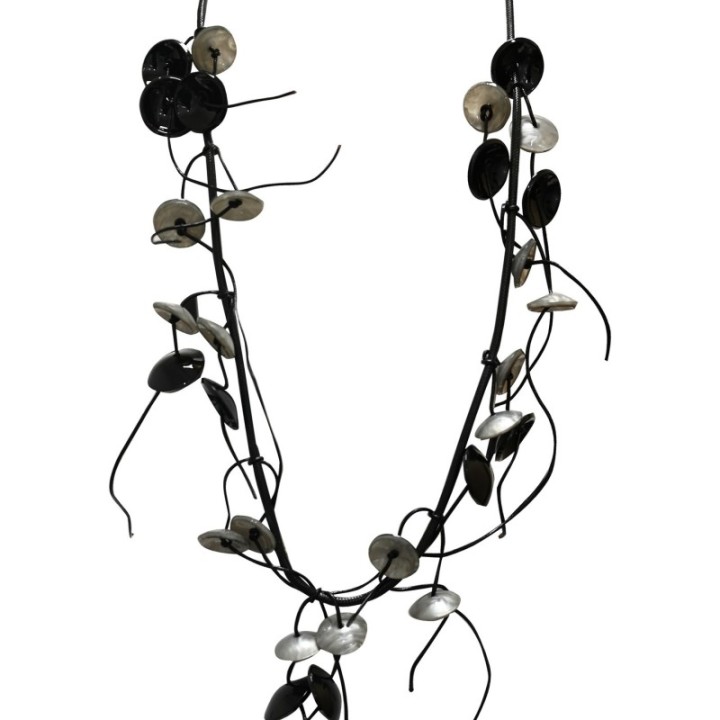 Collana Resina Corda Lunga Grigio-Nera