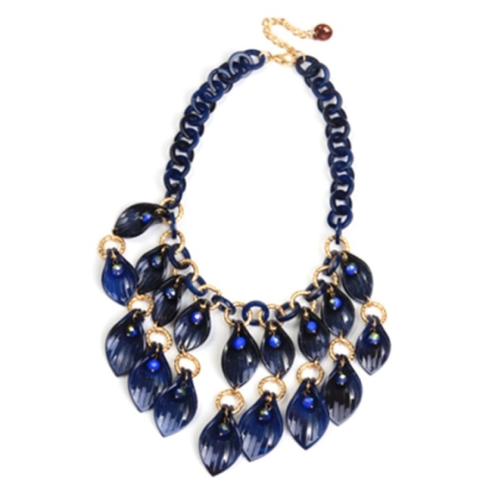Collier Resina Blu Multi-Petali Gocce di Cristallo