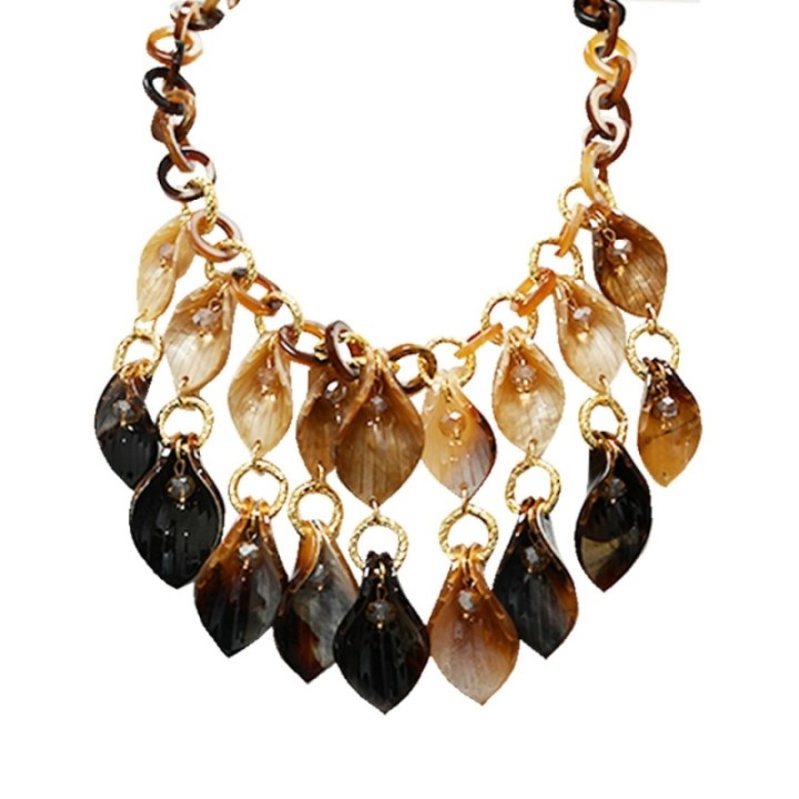Collier Resina Caramel Multi-Petali Gocce di Cristallo