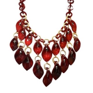 Collier Resina Rosso Multi-Petali Gocce di Cristallo