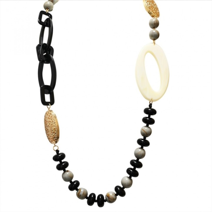 Collana Perline Lunga Aurea Kampala Bianconera