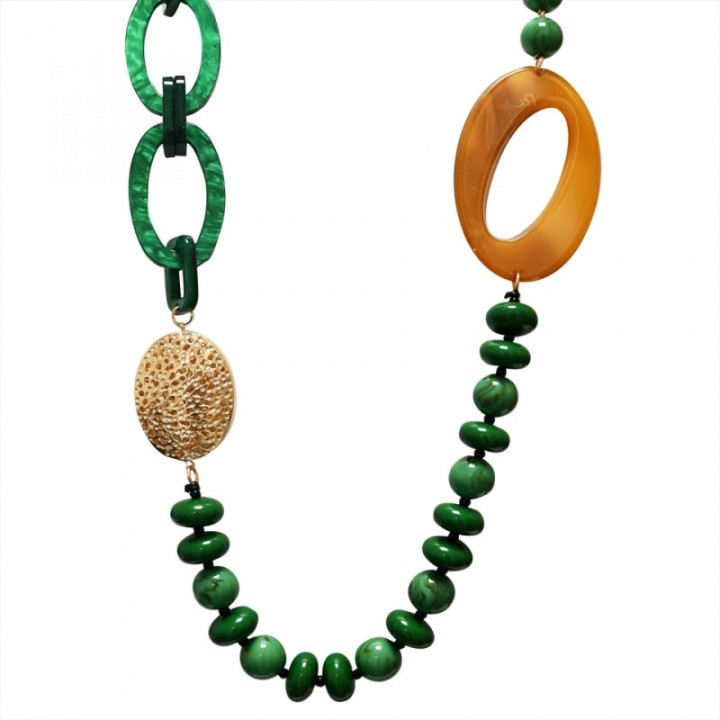 Collana Perline Lunga Aurea Kampala Verde