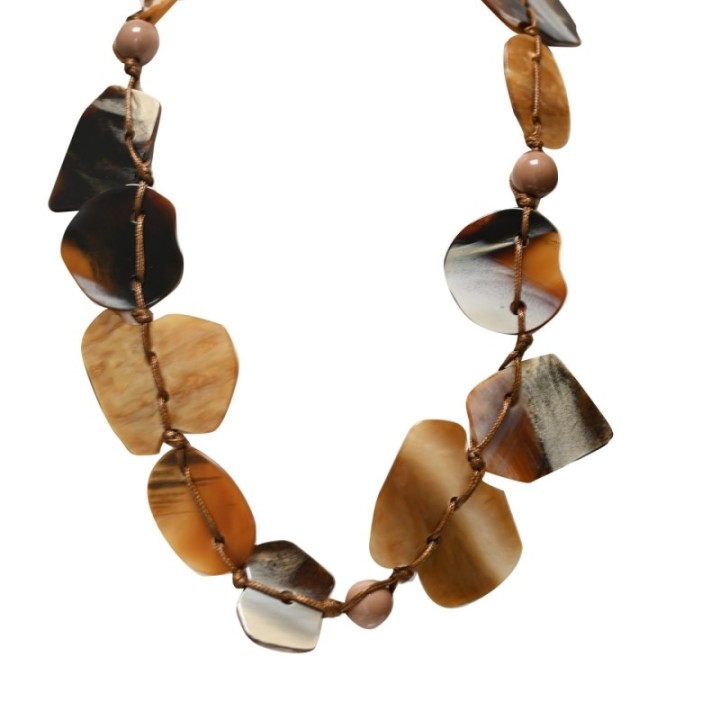 Collana Lunga Resina-Corda Scaglie Caramel