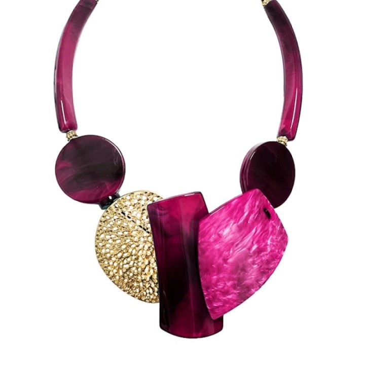 Collier Resina Modern Art Fucsia