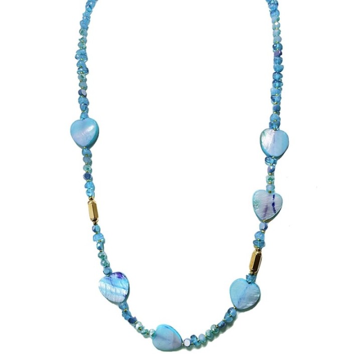 Collana Cristallina Cuor di Madreperla Turchese