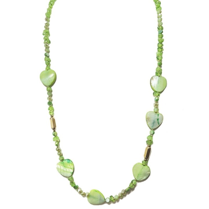 Collana Cristallina Cuor di Madreperla Verde