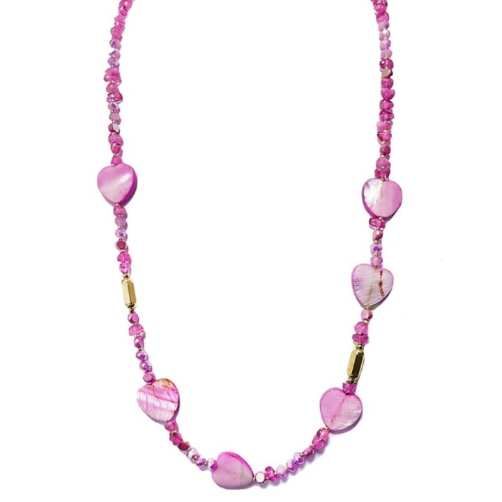 Collana Cristallina Cuor di Madreperla Rosa