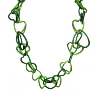 Collana Resina Lunga Catena Cuori Verde