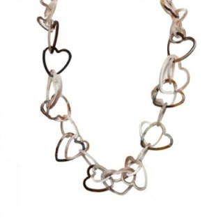 Collana Resina Lunga Catena Cuori Marmo Bianco