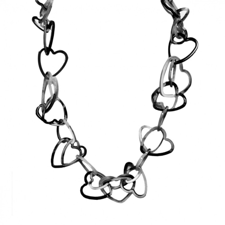Collana Resina Lunga Catena Cuore Bianconero
