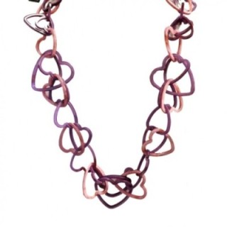 Collana Resina Lunga Catena Cuori Rosa-Viola