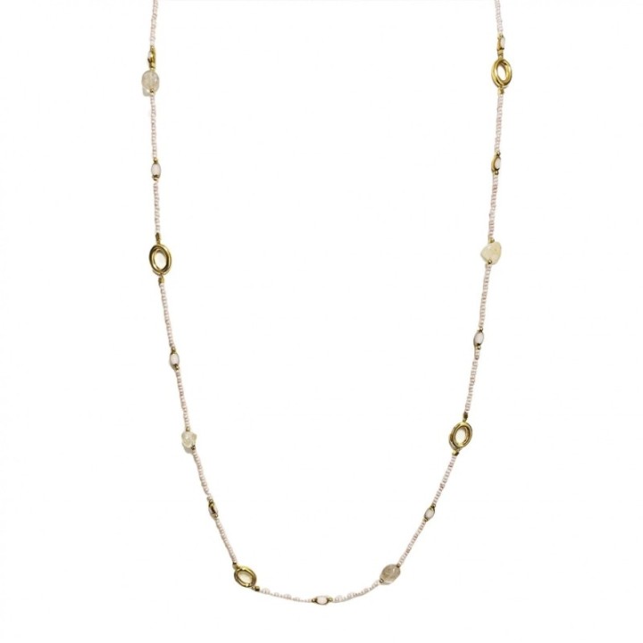 Collana Cristallina Lunga Oro-Bianco Acciaio