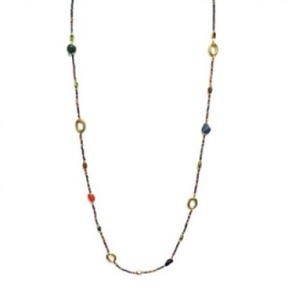 Collana Cristallina Lunga Multicolore Acciaio