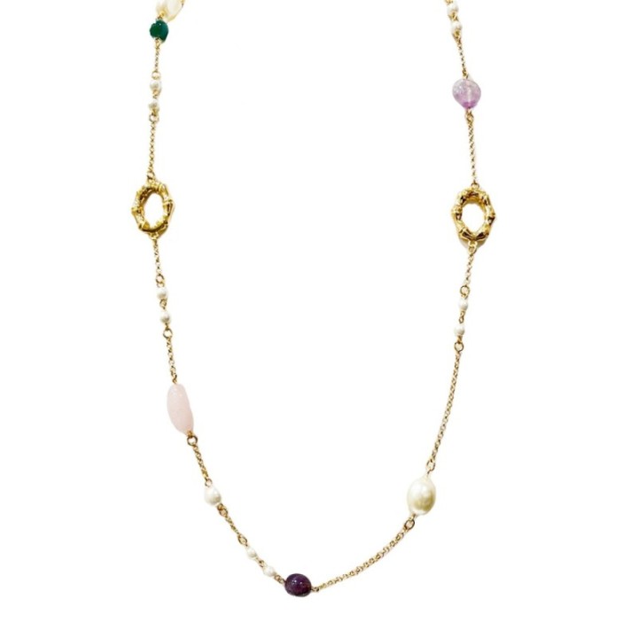 Collana Bijoux Lunga Perle Pietre
