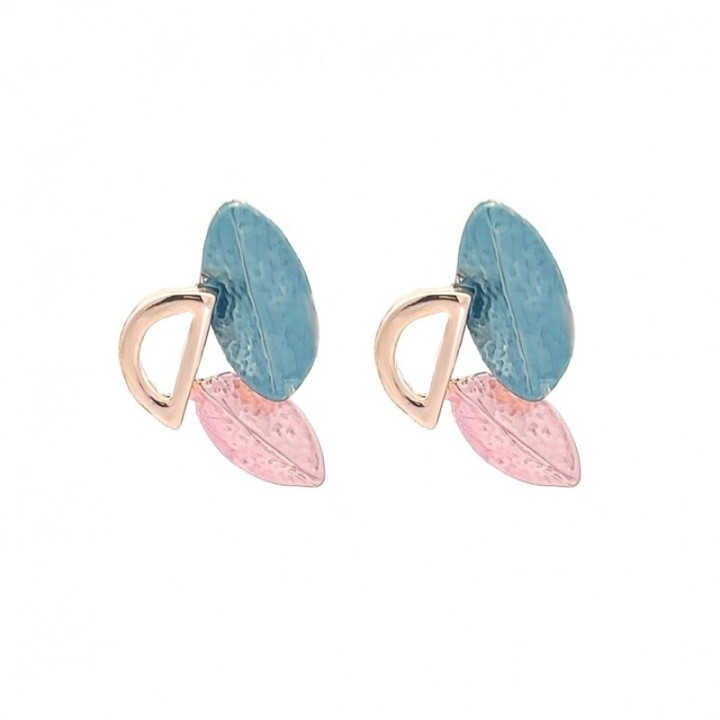 Lobo Bijoux Foglie Smaltato Rosa-Azzurro