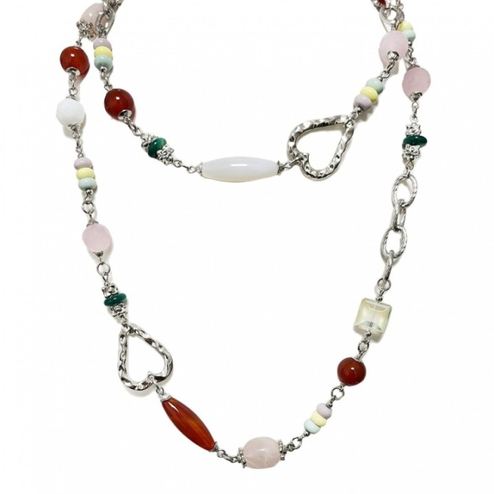 Collana Bijoux Lunga Cuori e Pietre