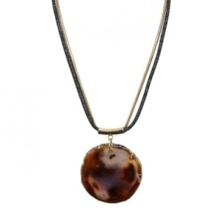 Collana Bijoux Pietra-Medaglione Marrone