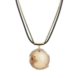 Collana Bijoux Pietra-Medaglione Beige