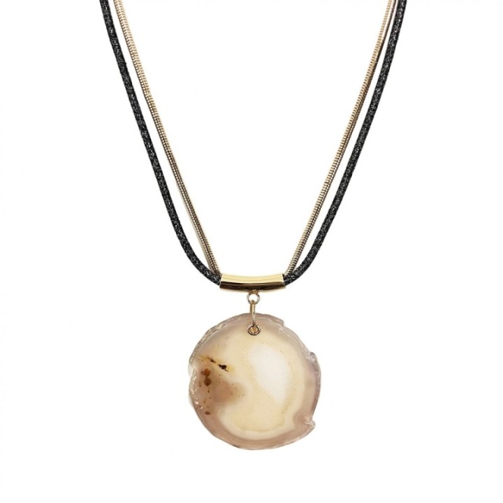 Collana Bijoux Pietra-Medaglione Beige