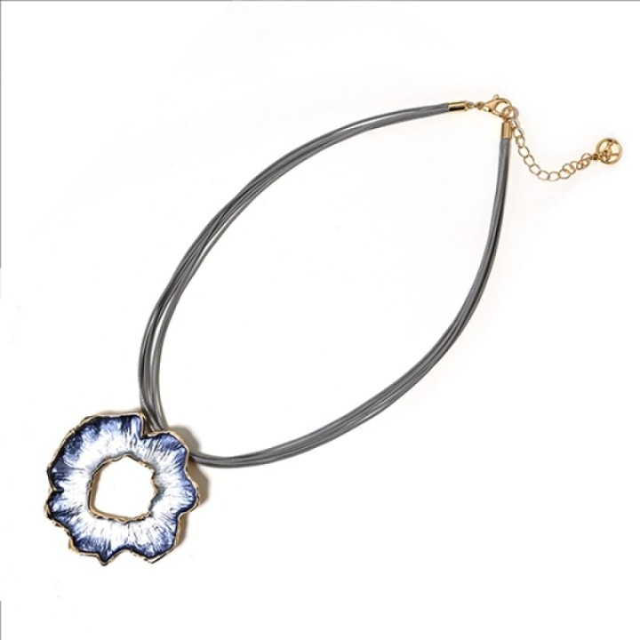 Girocollo Bijoux Multi-filo Fiore Cavo Oro-Blu