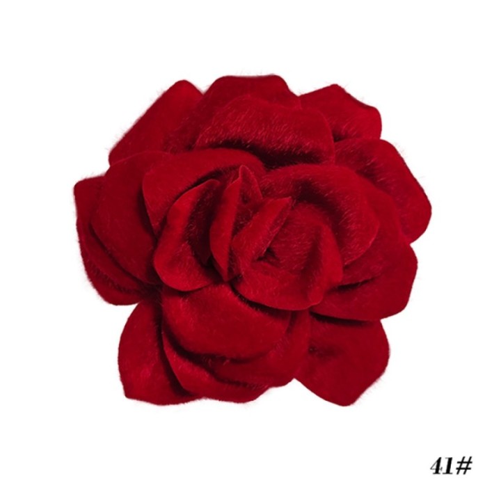 Spilla-Fermaglio 2 in 1 Fior Tessuto Rosso