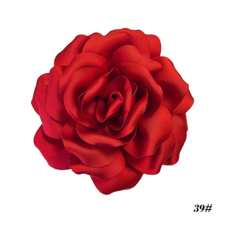 2 in 1 Spilla-Fermaglio Fior Tessuto Rosso