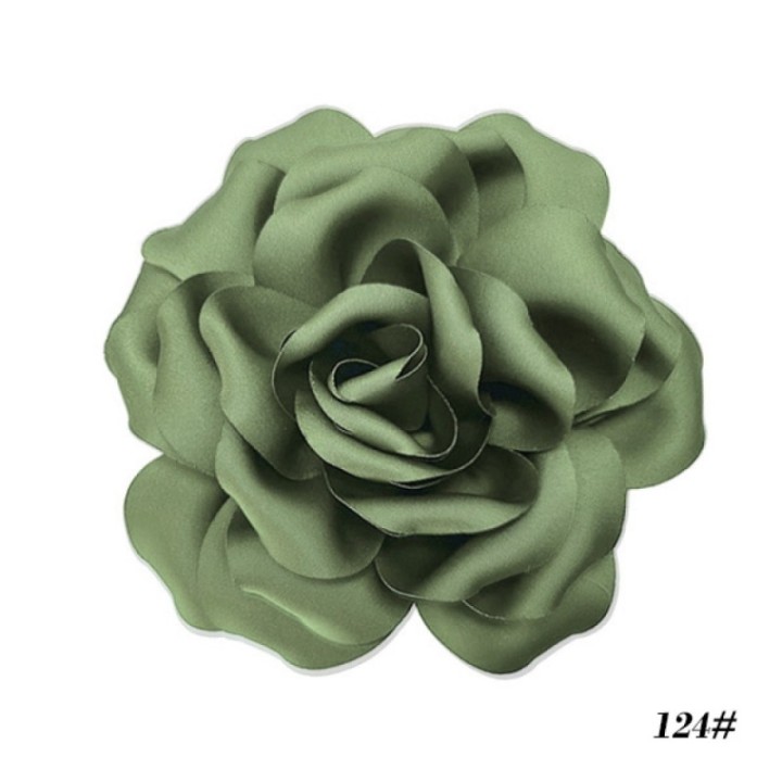 2 in 1 Spilla-Fermaglio Fior Tessuto Verde Oliva