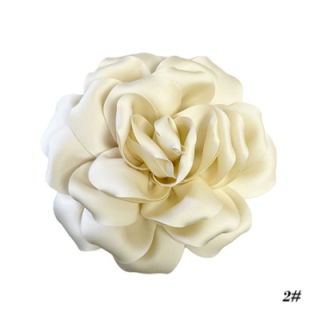2 in 1 Spilla-Fermaglio Fior Tessuto Crema