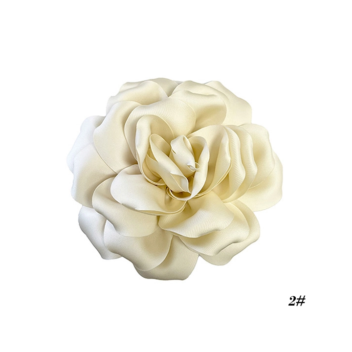 2 in 1 Spilla-Fermaglio Fior Tessuto Crema