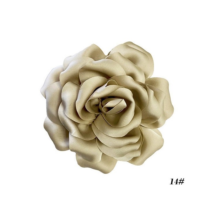 2 in 1 Spilla-Fermaglio Fior Tessuto Beige