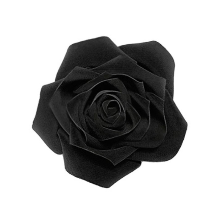 2 in 1 Spilla-Fermaglio Rosa Nera Tessuta