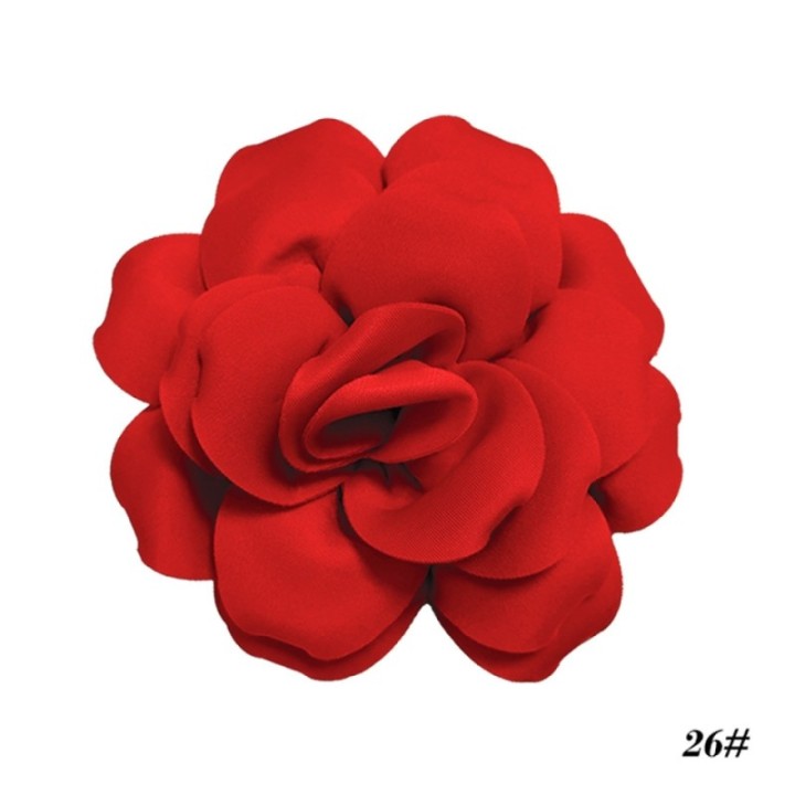 2 in 1 Spilla-Fermaglio Camelia Rossa Tessuta