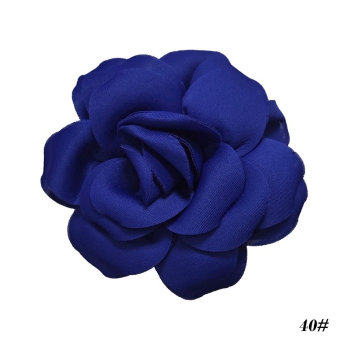 2 in 1 Spilla-Fermaglio Camelia Blu Reale Tessuta