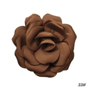 2 in 1 Spilla-Fermaglio Camelia Marrone Tessuta