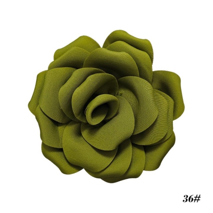 2 in 1 Spilla-Fermaglio Camelia Verde Oliva Tessuta