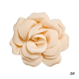 2 in 1 Spilla-Fermaglio Camelia Beige Tessuta