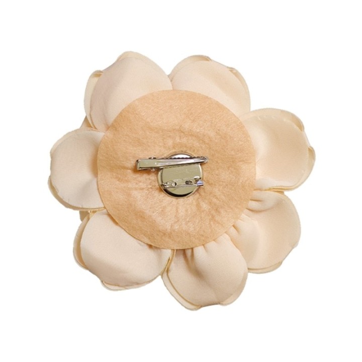 2 in 1 Spilla-Fermaglio Camelia Beige Tessuta