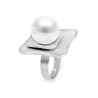 Anello Bijoux Argentato Regolabile con Perla