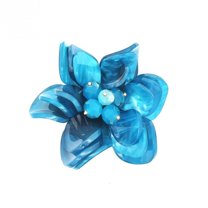 Spilla Bijoux Fiore Resina Bluceleste