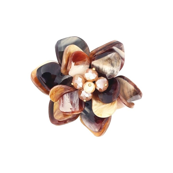 Spilla Bijoux Fiore Resina Marrone