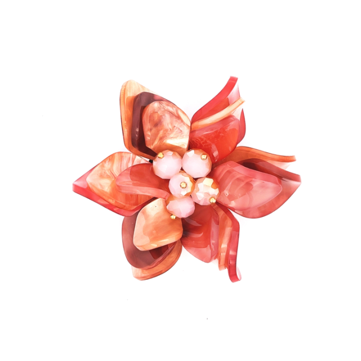 Spilla Bijoux Fiore Resina Corallo