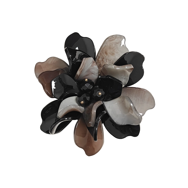 Spilla Bijoux Uva in Fiore Grigio-Nero