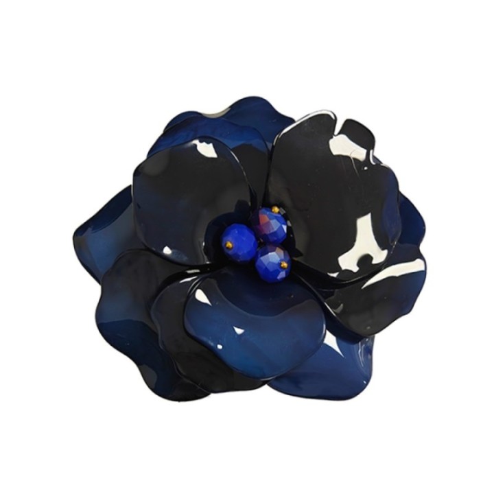 Spilla Resina Gardenia Blu Scuro