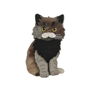 Spilla Resina Gattino Tigro Grigio-Nero